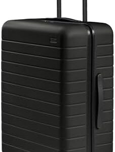 Away Medium Checked Luggage, Lightweight Hard Shell Suitcase with Spinner Wheels, Durable Rolling Luggage, TSA Lock, 26 Inch, Jet Black